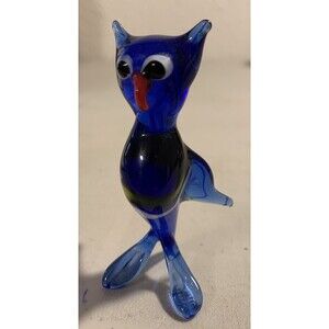 Vintage Murano Hand Blown Art Glass Owl Figurine 3” Miniature Made In Italy